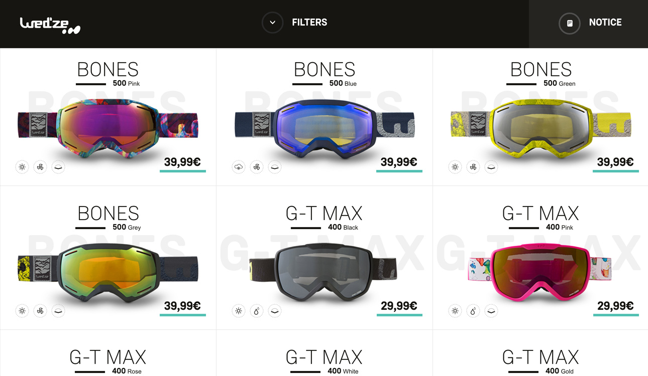 Wed'ze - Goggles collection