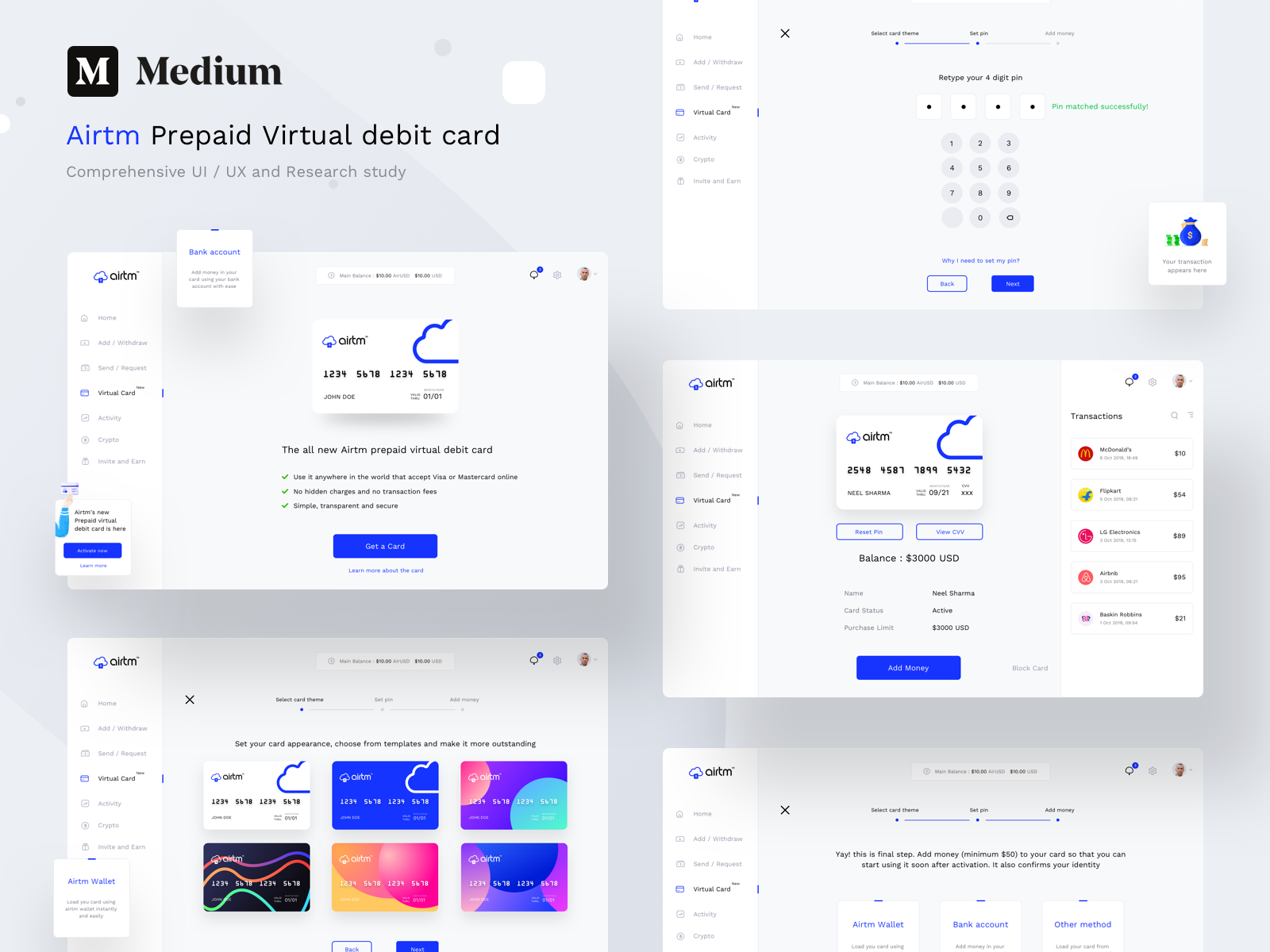 Airtm complete UX, UI and research study on Medium