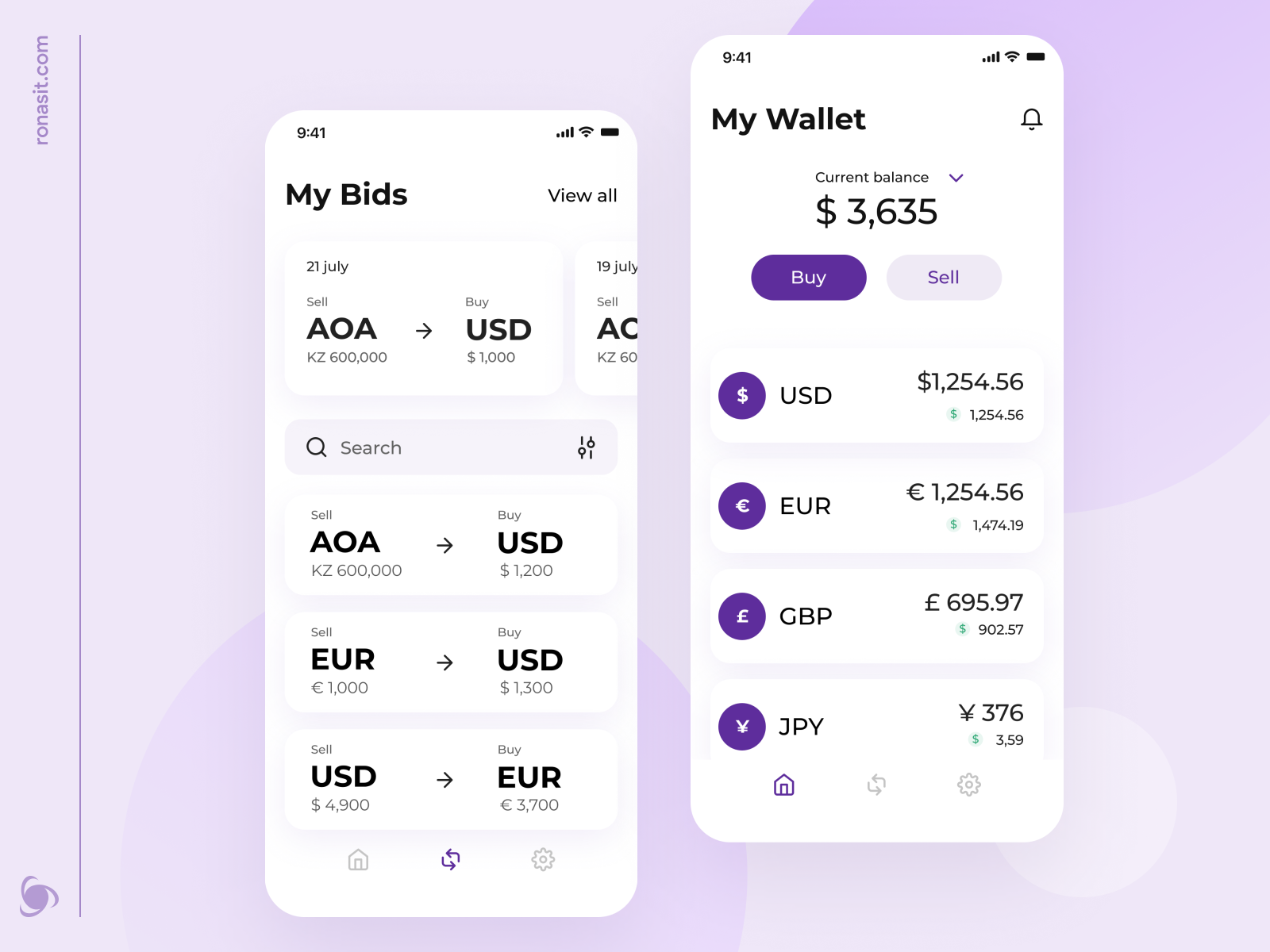 Currency Exchange Mobile App Design Concept