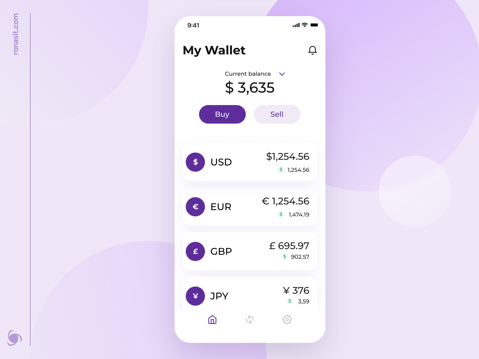 Currency Exchange Mobile App Design Concept