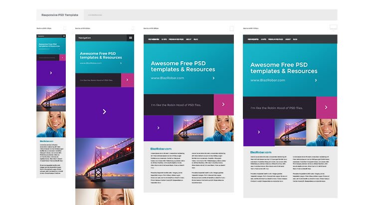 Responsive psd free layout template web