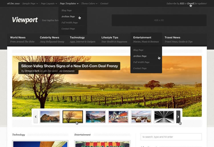 ViewPort Magazine Style psd free layout template web