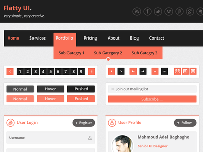 Flatty Ui Kit Free PSD by Mahmoud Adel Baghagho in 27 Fresh UI Kits for October 2013