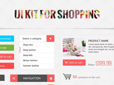 UI Shopping Kit by TemPlaza in 27 Fresh UI Kits for October 2013