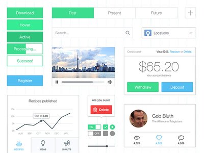 Thin & Bright UI Kit by Dawson Whitfield in 27 Fresh UI Kits for October 2013