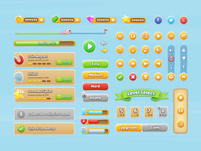 Mobile Game GUI by Raul Taciu in 27 Fresh UI Kits for October 2013