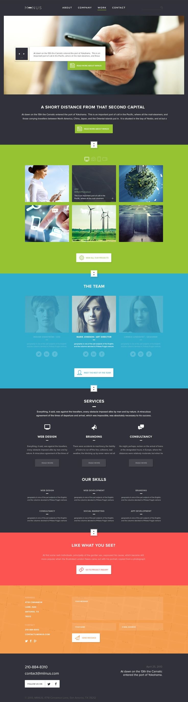 clean one-page web design