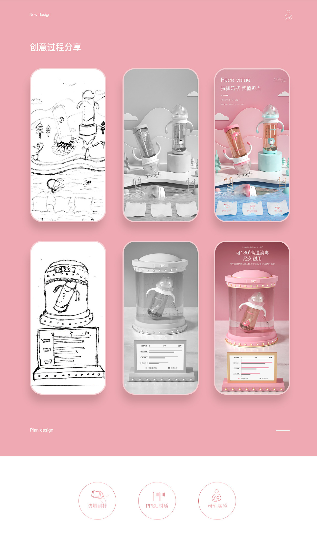 母婴品牌视觉分享首页详情页主图设计防撞条奶瓶学饮杯