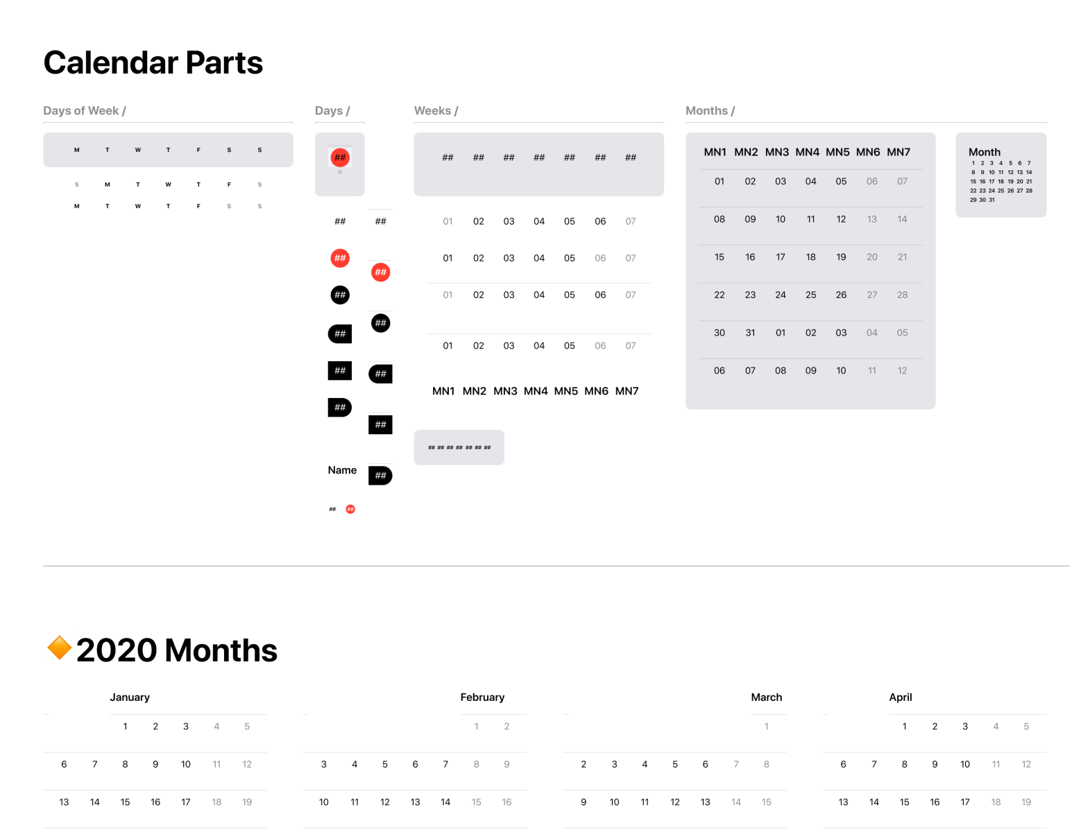 Figma iOS design library - Datepicker &amp; Calendar Templates