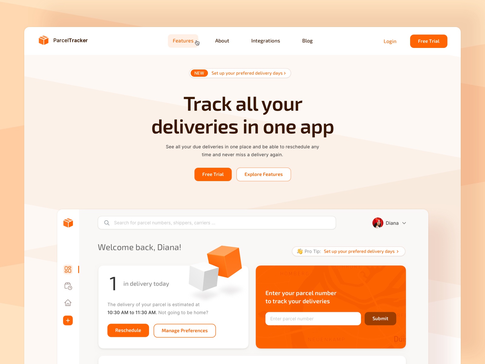 📦 Parcel Tracker Web Application Landingpage