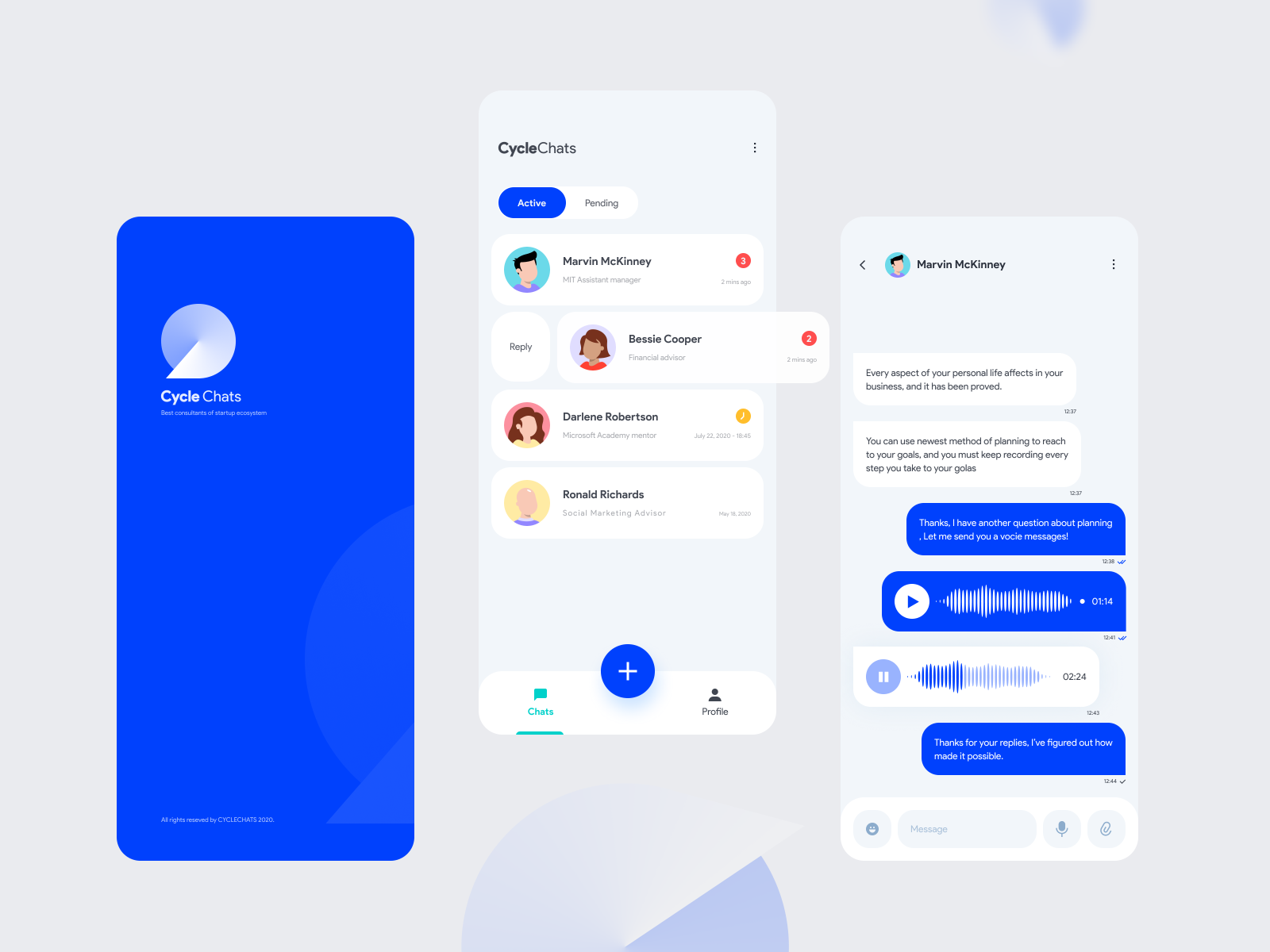 Cycle Chats UI and UX and ICON design