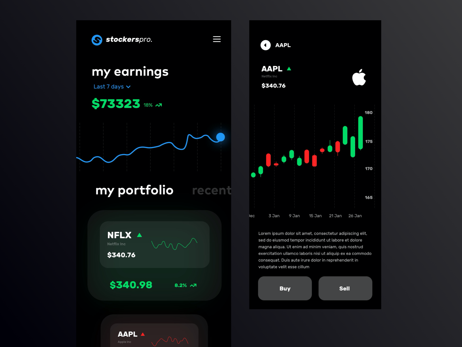 Finance App Concept - Mobile Screens