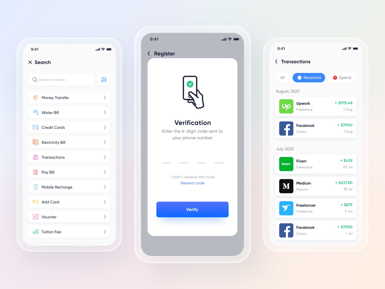 Mobile UI Kit for Wallet, Finance, Banking App.