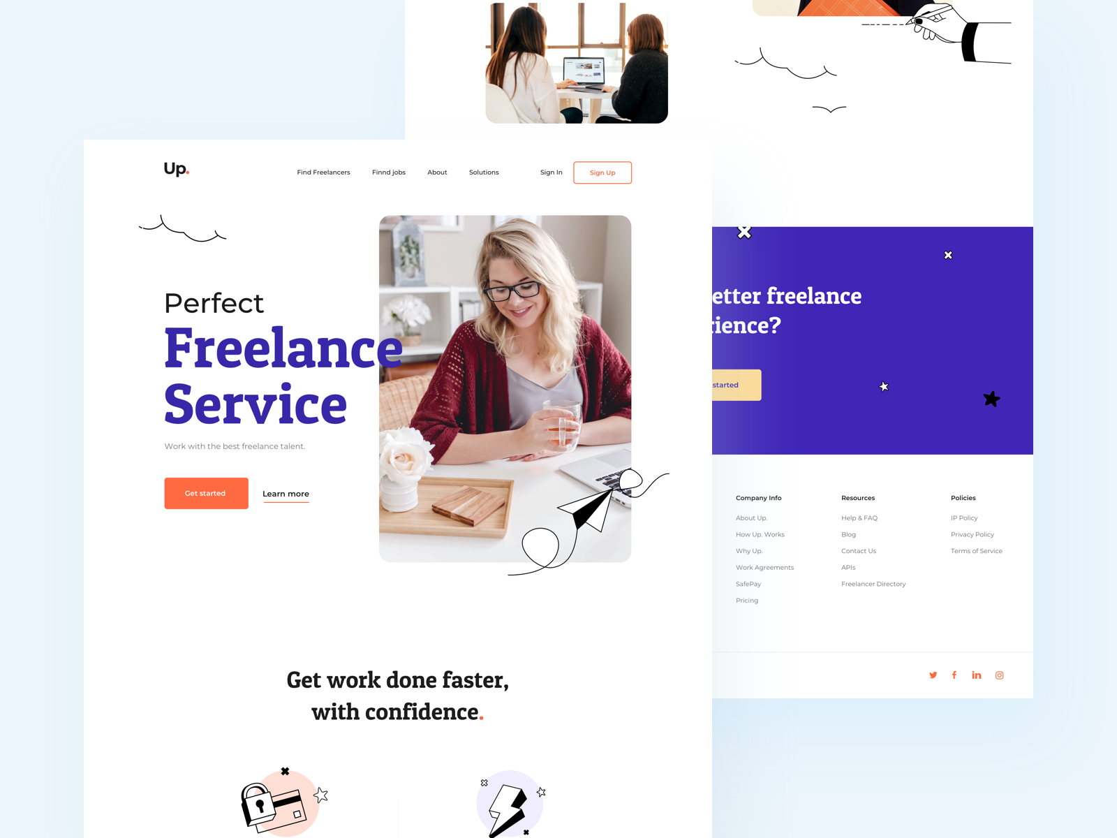 The Uplacner freelance product page interaction