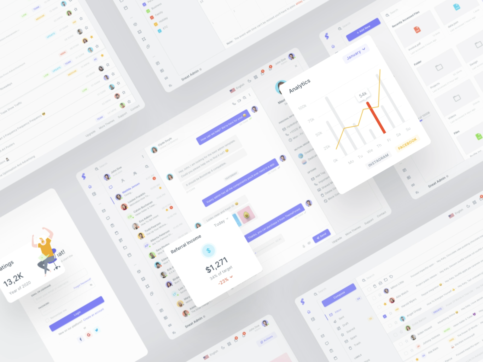 Sneat Clean &amp; Minimal Dashboard UI Kit&#39;s Apps, Pages &amp; Widgets
