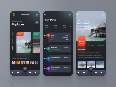 Travel App - Dark UI