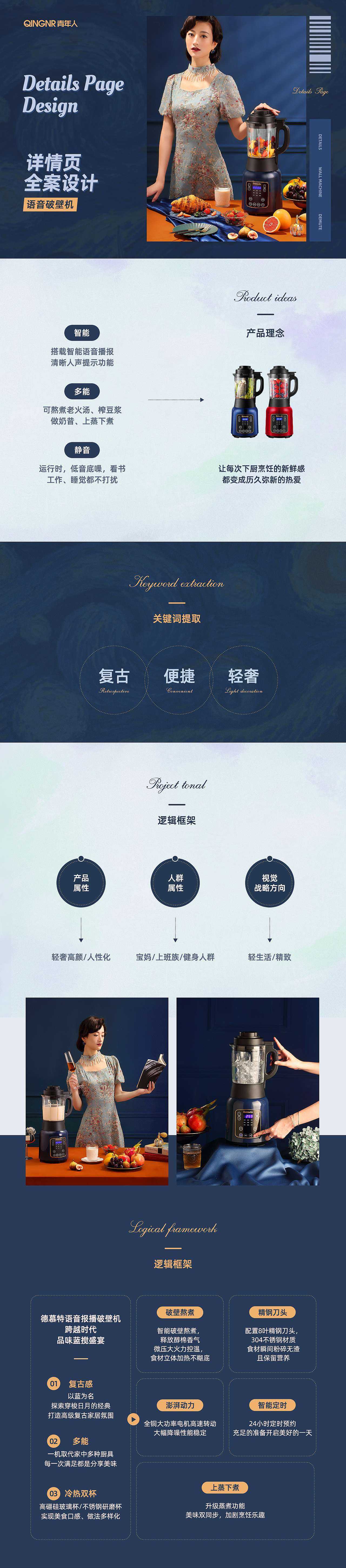 青年人设计 x 德慕特 单店销量30万+台的破壁机详情页